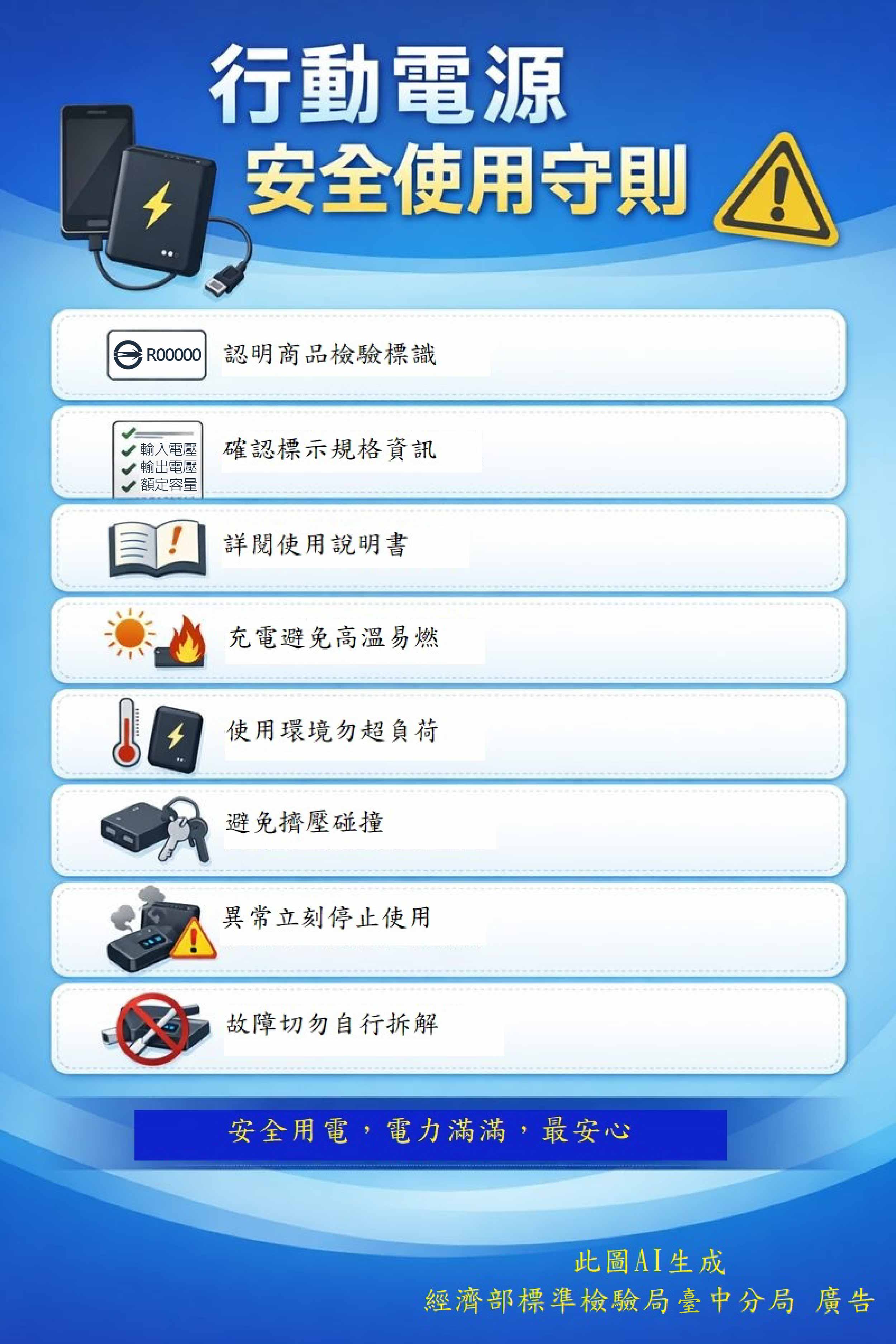 標準局臺中分局提醒行動電源選購及注意事項
